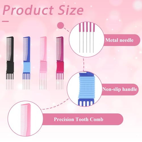 Peines Hair Comb 4 Pack con Púas de Metal para Salón miniatura 2