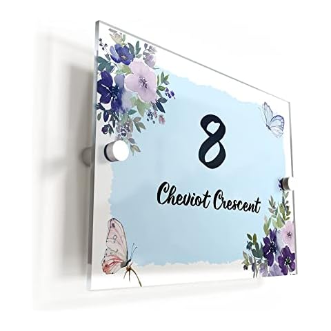 Personalised Floral Butterfly House Sign Cover