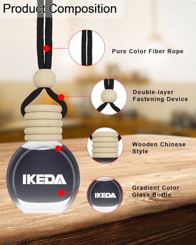 Image of ikeda fragrance Car Air Freshener Hanging, Car Scent with Vent Clip Bottle,45-Days Long Lasting Fragrance,Essential Oil Diffuser,Odor Eliminator for Home Deodorizer (Round, New Car)