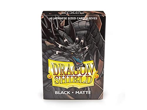 Image of 10 Packs Dragon Shield Matte Mini Japanese Black 60 ct Card Sleeves Display Case