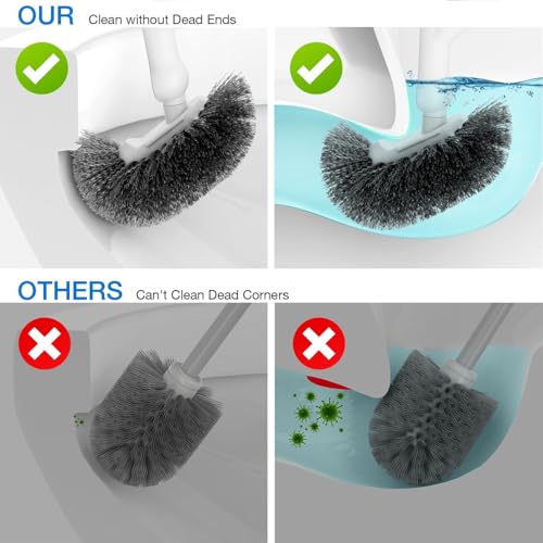 Image of Wall Mounted Toilet Brush Set with Holder, Ergonomic Design, Compact Size, White