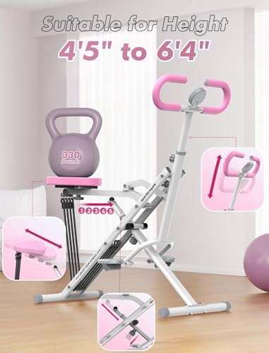 Image of Sportsroyals Squat Machine, Squat Assist Rower for Glutes and Thighs, Foldable Exercise Equipment w / Four Adjustable Resistance for Home, Full Body Workout Machine