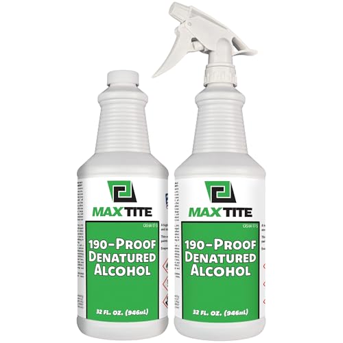 Image of MAXTITE 190-Proof (95%) Denatured Alcohol with Heavy-Duty Sprayhead - 32 fl oz, 2 Pack (64 fl oz Total) - for Industrial, DIY, or Professional Use - Solvent, Cleaner, Additive - Made in USA
