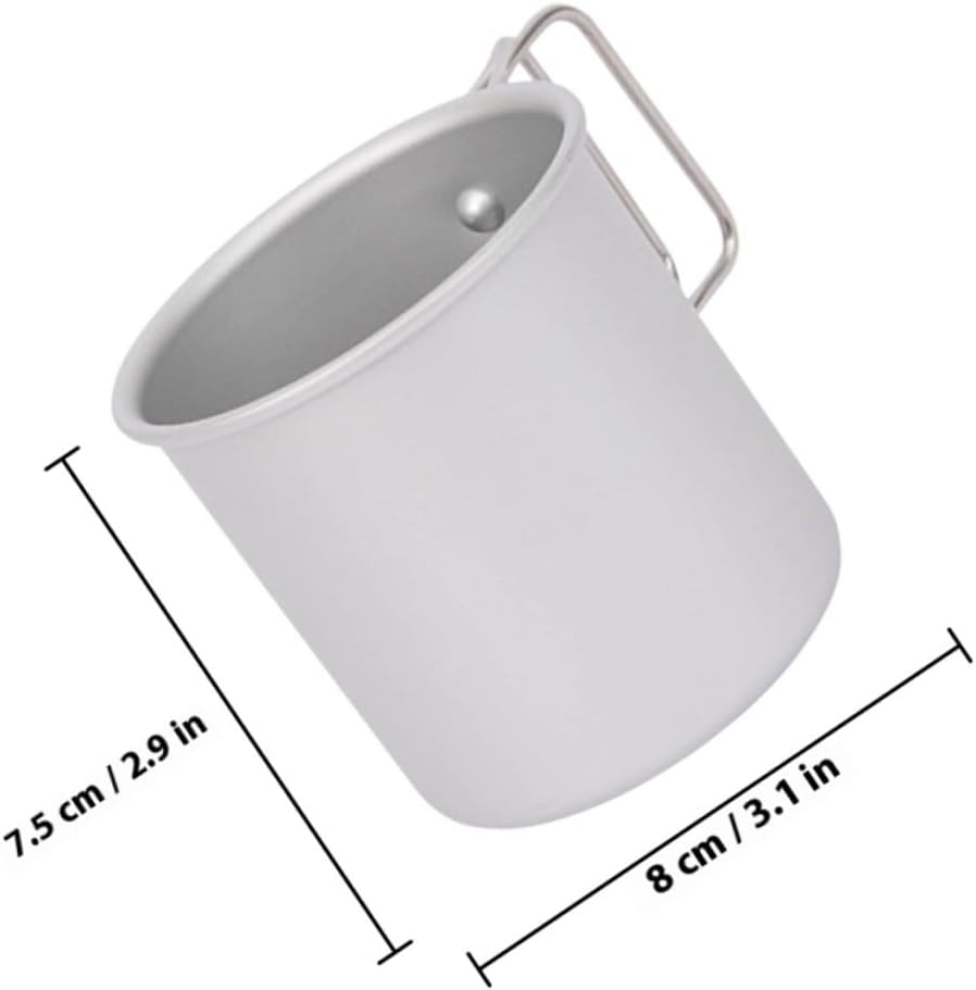Cabilock Portable Aluminum Folding Camping Mug with Handle, Silver Lightweight Outdoor Water and Tea Cup for Hiking, Picnic, and Travel