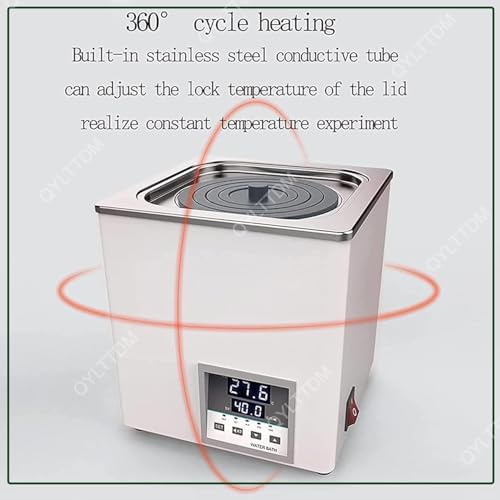 Digital Thermostatic Lab Water Bath Heater, Precise 0.01℃ Temperature Control, Scientific Electric Water Bath with Digital Display & Protective Lid for Research and Experiments