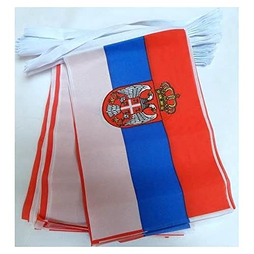 Image of AZ FLAG Serbia 6 meters BUNTING Flag 20 flags 9'' x 6'' - Serbian STRING flags 15 x 21 cm