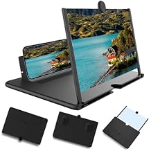 Yilia Mobile Phone Magnifier Screen, 3D HD Magnifying Projector Screen Enlarger, Foldable Phone Stand with Screens Amplifier for Movies Videos Gaming, Compatible with All Smartphones Black, 12inch