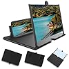 Mobile Phone Magnifier Screen, 3D HD Magnifying Projector Screen Enlarger for Movies Videos and Gaming, Foldable Phone Stand with Screen Amplifier, Compatible with All Smartphones (Black, 12inch)