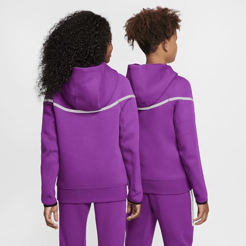 Nike Sportswear Tech Fleece Big Kids' (Boys') Reflective Full-Zip Hoodie (FZ5433-505, Bold Berry)2