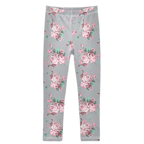 Girls' Leggings Shabby Chic Vintage Rose Ankle Length Printed Leggings Comfort Pants for Kids 4-10 Years