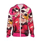 vosery cool bulldog francese no.144 - giacca con cappuccio e cerniera, leggera, a maniche lunghe, per donne e uomini, nero, 3xl