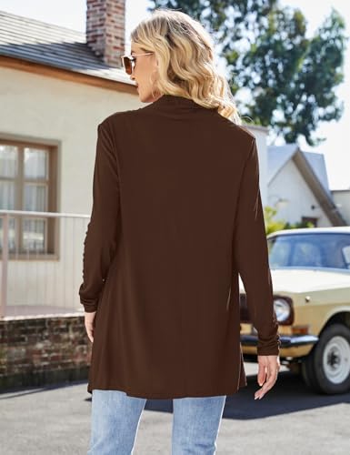 Uvog Women'S Dressy Cardigans Breathable Fall Office Long Sleeve Drape Cardigans Light Sweaters Brown L thumb #4