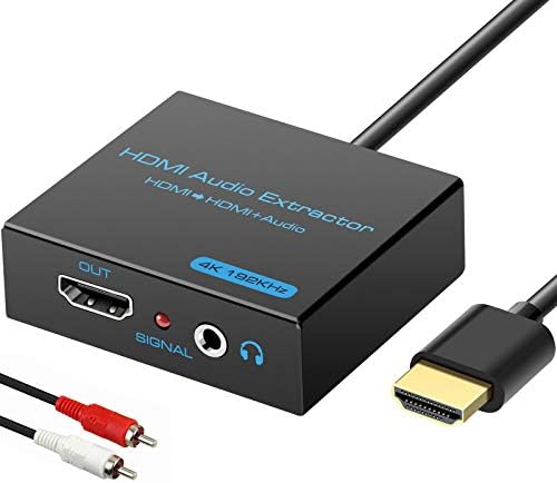 VPFET HDMI Audio Extractor Splitter 4K 3.5mm Adapter Converter with AUX RCA L or R Stereo Output Support 1080P 3D Compatable for PS4 Fire Stick Blu Ray Player etc