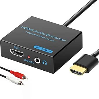 VPFET HDMI Audio Extractor Splitter 4K 3.5mm Adapter Converter with AUX RCA L/R Stereo Output