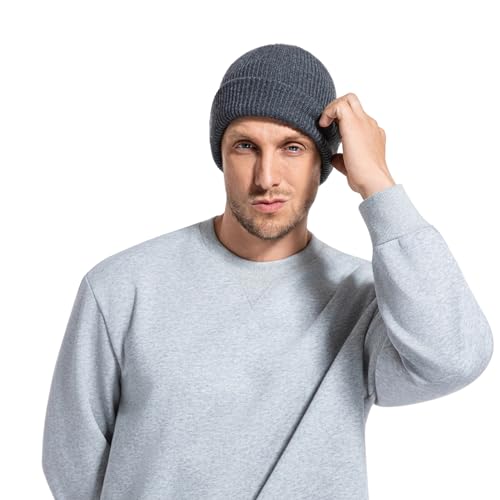 Image of Beanie for Men Women Warm Winter Hat Windproof Thick Knitted Cuffed Unisex Skull Cap