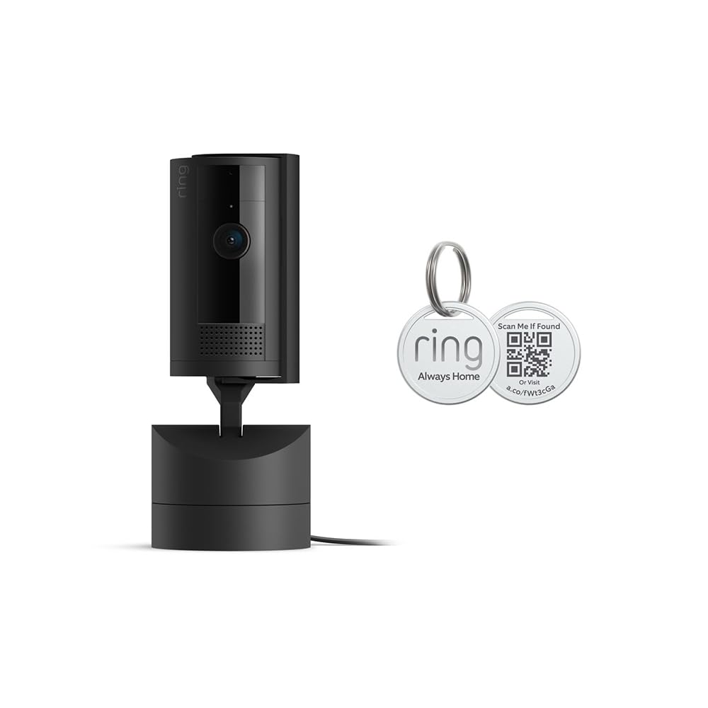 Ring Pan-Tilt Indoor Cam, Black with Ring Pet Tag