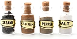 Dolls House 4 Full Glass Spice Jars Miniature 1:12 Kitchen Shop Store Accessory