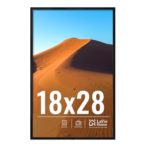 Image of LaVie Home 18x28 Picture Frame for Wall Display, 18x28 Black Picture Frame with HD Plexiglas, 18 x 28 Photo Frame 1 Pack, Display Frame for Vertical or Horizontal, Classic Collection
