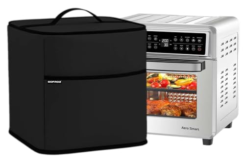 Image of Oven Air Fryer Top Cover with 2 Storage Pockets for Inalsa 23L - Dustproof & Waterproof, Washable Protective Cover for Kitchen Appliances inls 23L (Black)
