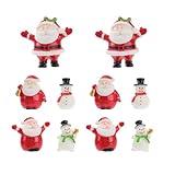 Healeved 10PCS Mini Santa Claus Figurines - Christmas Miniatures Ornament Resin Statue