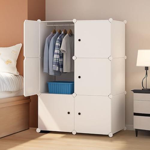 Image of 8-Door Kids Plastic Wardrobe for Clothes | Baby Almirah Plastic Cupboard for Storage | Collapsible Foldable Kids Cupboard Organizer with Shelves for Toys & Clothing (HJ1 - White, 6-Door)