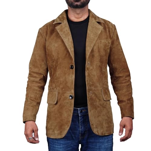 Image of Suede Leather Blazer for Men Suede Sport Coat for Men Blazer Suede Leather Jacket Blazer Coat for Men