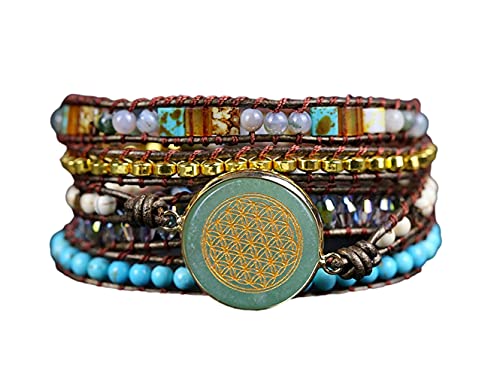 Image of Boho Stone Wrap Bracelet for Women,Turquoise Beaded Bracelet Jewelry Gift