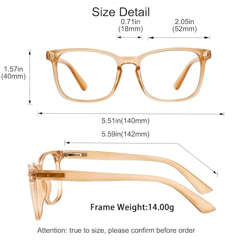 Image of YEIN Progressive Multifocus Reading Glasses, Spring Hinge Blue Light Blocking Glasses for Women Men, No Line Multifocal Readers with Clear Lenses (champagne,+0.50 /+2.75 magnification)