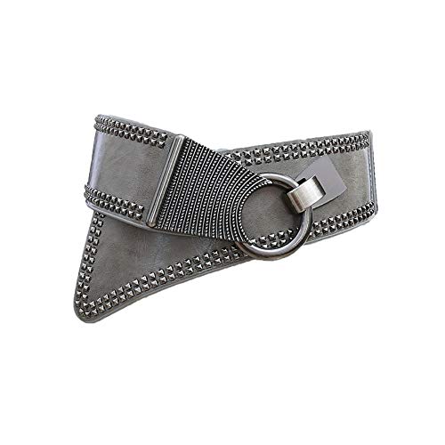 Andongnywell Women's Elastic Waist Belts Studded Belt for Dress Vintage Leather Punk Waist Belt Waist Band Waist Strap2