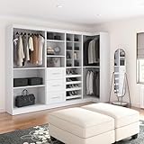 Bestar Walk-In Closet Organizer System 83-inch with Drawers for Bedroom, Entryway, Mudroom, Pur Collection, Modern, White