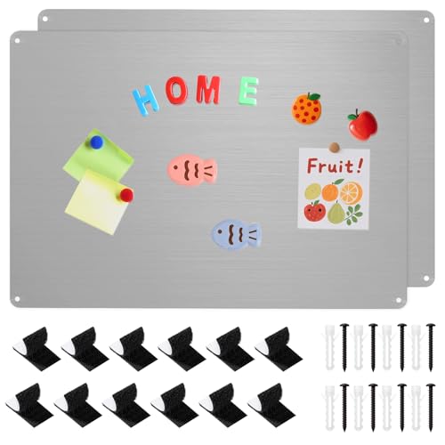 2 Pack Magnetic Board 17 x 11.8 Metal Magnet Board Bulletin Boards