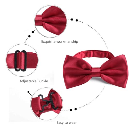 Image of Alizeal Mens Multicolored Silk Solid Cummerbund Bow Tie Set | with Cummerbund Pocket Square Pre-tied Adjustable for Mens Gift