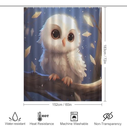 Rideau de douche hibou imperméable pour éviter les inondations de salle de bain
