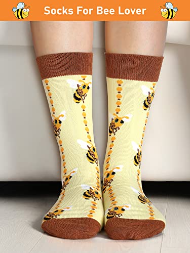 Image of Hotop 6 Pairs Bee Socks Gifts for Women Novelty Crew Socks
