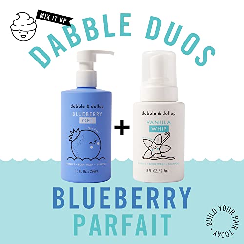 Dabble & Dollop Blueberry Gel + Vanilla Whip Duo - 3-In-1 Natural Bubble Bath, Body Wash & Shampoo For Kids, Usa-Made, Paraben & Sulfate Free, Vegan, Gluten-Free, Tear-Free (Pack Of 2) #TOP1