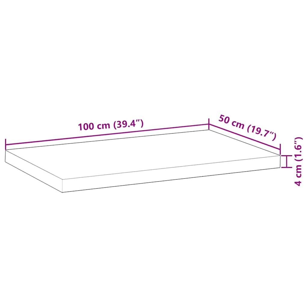 Schreibtischplatte Massivholz Akazie 100x50x4 cm Unbehandelt Rechteckig für Homeoffice Büro Arbeitsplatz mit Gestell und Kabelkanal Zubehör für ergonomische Ordnung und platzsparendes Gaming
