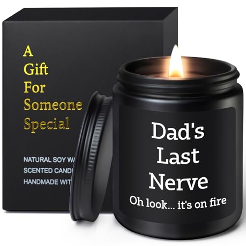 Father's Day Gifts for Dad from Daught Son Dad Gift for Birthday Christmas, Presents for Daddy Father Stepdad Funny Dad's Last Nerve Candle, 200g Men's Sandalwood Soy Wax Scented Candles