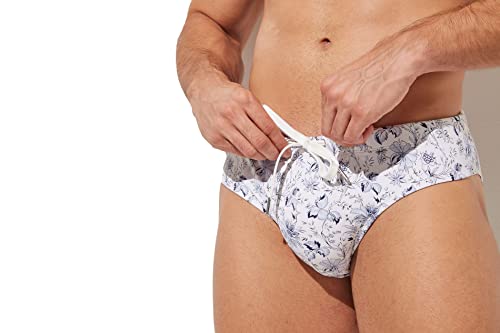 Mens Removable Pad Quick Dry Print Swim Briefs Adjustable Drawstring Surfing Short3