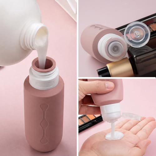 Image of Gemice Travel Bottles for Toiletries, Tsa Approved Travel 6oz Size Containers with Clear Bag, BPA Free Leak Proof Travel Tubs Refillable Liquid Travel Accessories for Cometic Shampoo Lotion