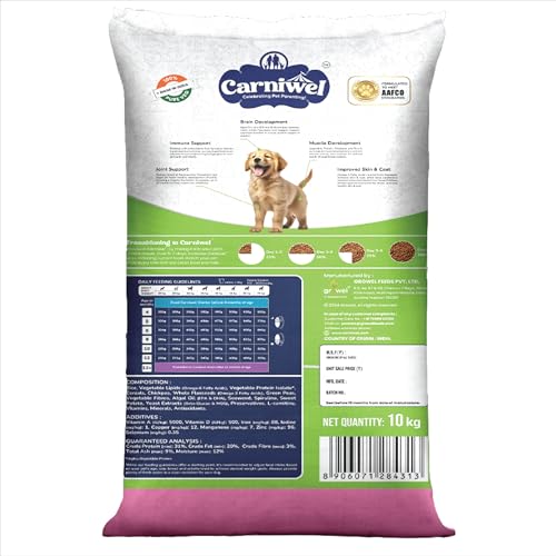 Image of Carniwel Superfoods Puppy Dry Dog Food 10 Kg | 100% Vegetarian | Fresh & Natural Ingredients | Highly Palatable | GMO Free | Premium Nutrition for Large Dogs