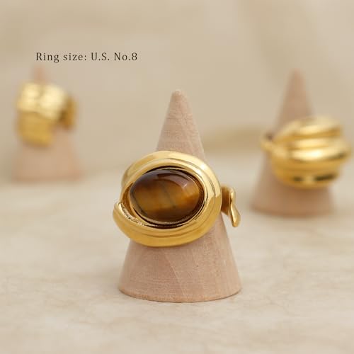 Chunky Gold Statement Dome Rings for Women, Exaggerated Thick Adjustable Open Finger Ring Prom Fashion Jewelry Gift.3