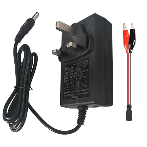 12 Volt Battery Charger for Ride on Toys Car, Universal 12V 1000mA Battery for Charger Kids Electric Car, Suitable forJeep Tractor Motorcycle ATV Accessories, Free Alligator Clip