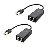 Cable Matters 2-Pack USB to Ethernet Adapter Supporting 10/100 Mbps Ethernet Network in Black