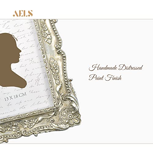 Aels 5X7 Inch Vintage Picture Frame, Elegant Antique Photo Frames With Glass Front, Photo Display, Tabletop Wall Hanging, Gift Ideas, Four-Cornered Feather #TOP3