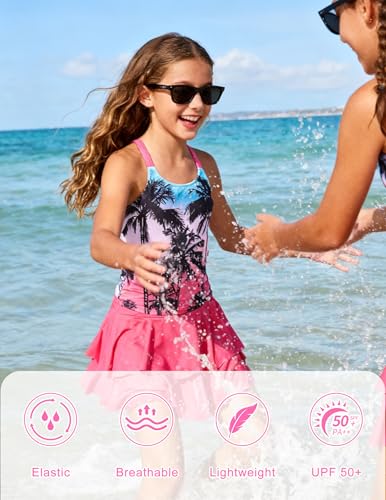 Image of ALISISTER Girls Tankini Swimsuit Two Piece Bathing Suits Summer Beach Swimwear with Shorts for 7-12 Years