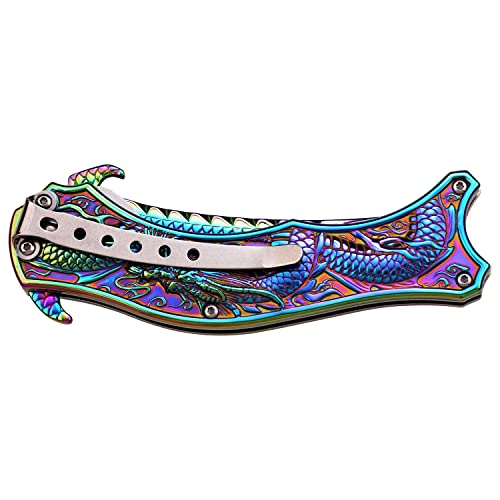 Faca de bolso dobrável Dark Side Ballistics |tema dragão, colecionável, DS-A019RB, 8.9cm