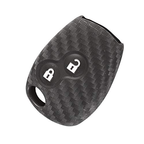 Happyit Car Key Cover Case Carbon Fiber Pattern Soft Silicone for Renault Clio Scenic Megane Duster Sandero Captur Twingo Modus 2 Buttons (A)
