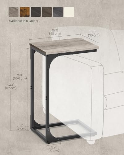 Image of VASAGLE C-Shaped End Table, Small Sofa Side Table with Metal Frame