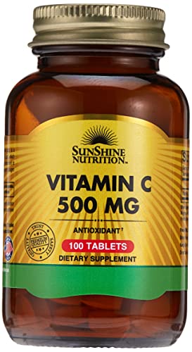 Sunshine Nutrition Vitamin C 500Mg 100 Tablets | Antioxidant | Gluten Free | Dietary Supplement