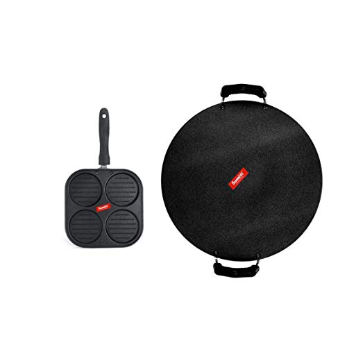Image of Sumeet NonStick Fedha Cookware Set (Tawa-30.5cm Dia + Mini Multi Snack Maker - 4 Cavity -19.5cm), Silver